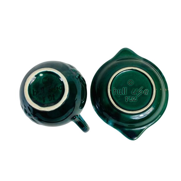 Hull Farm House Eagle Pitcher Basin Set Green Drip Glaze Pottery Home Decor VTG - Picture 5 of 16